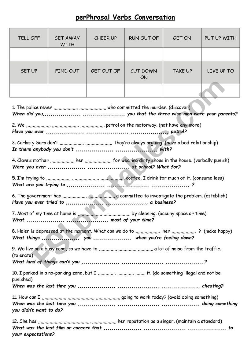 FCE - PHRASAL VERBS CONVERASTION