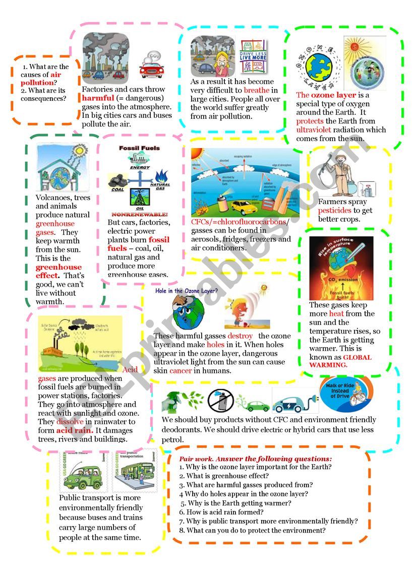 air pollution worksheet