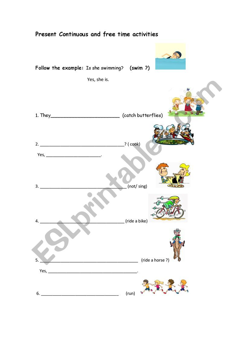 Present Continuous and free time activities