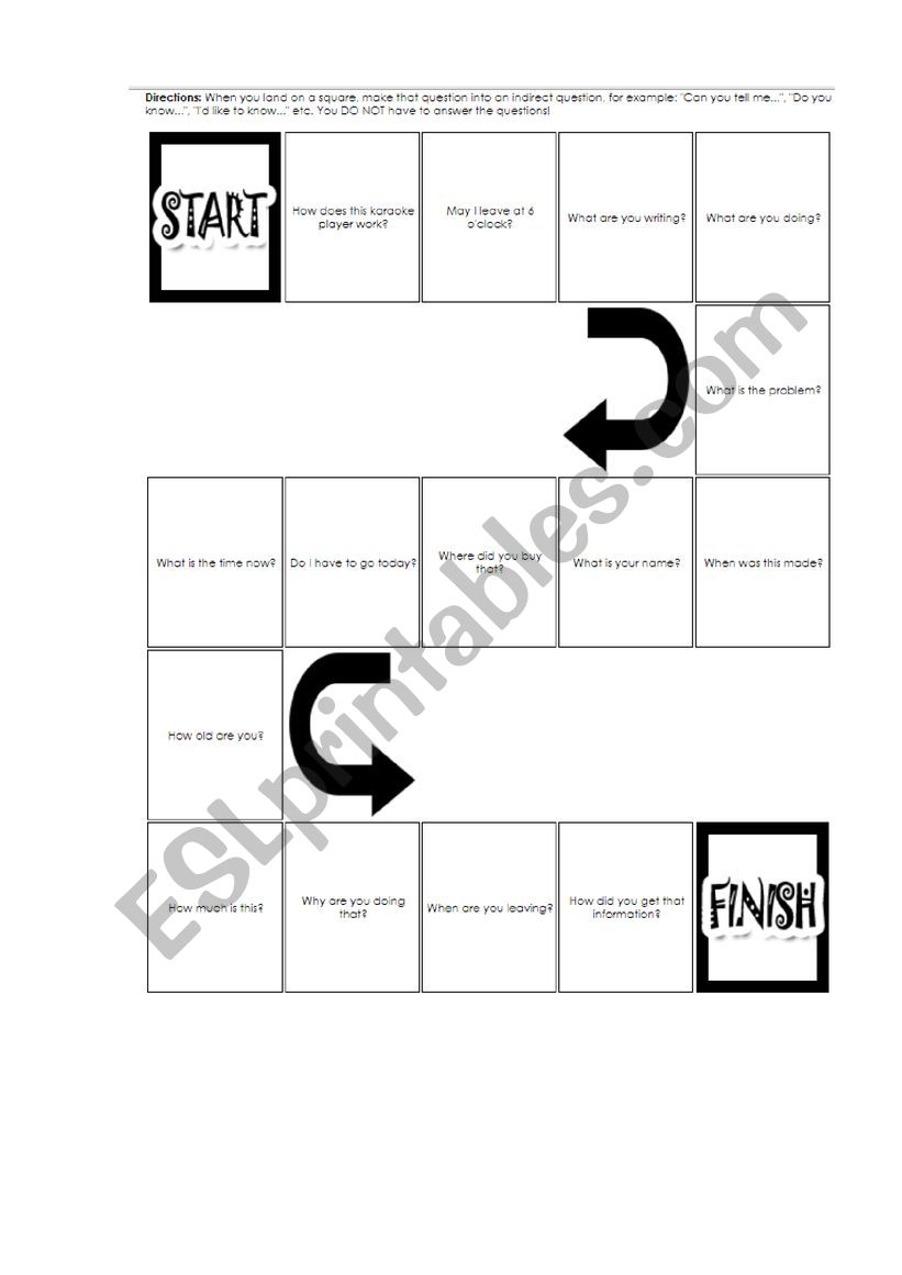 Boardgame on Indirect questions