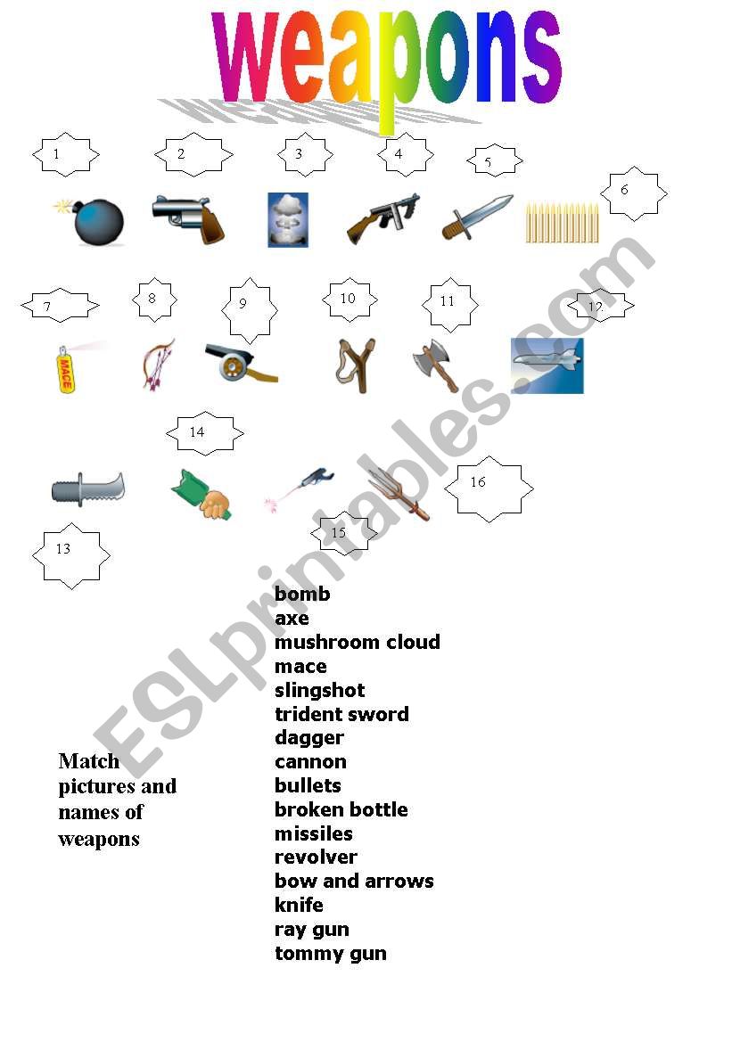 WEAPONS worksheet