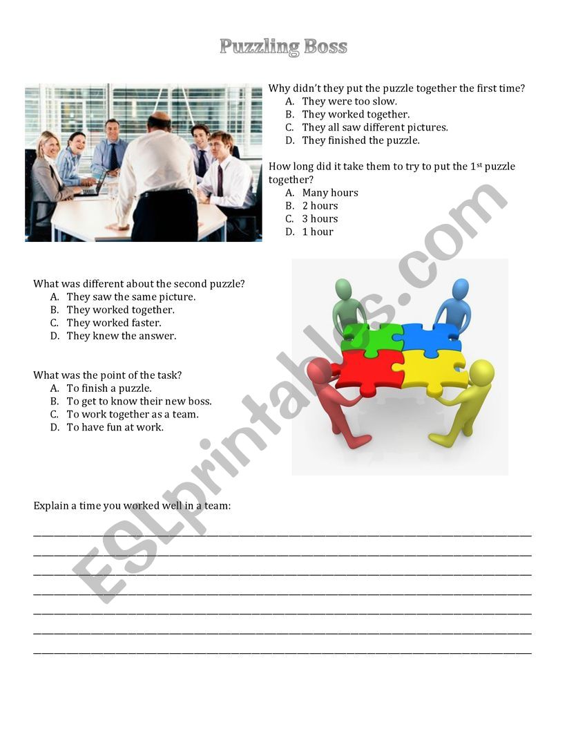 Teamwork Listening Activity worksheet