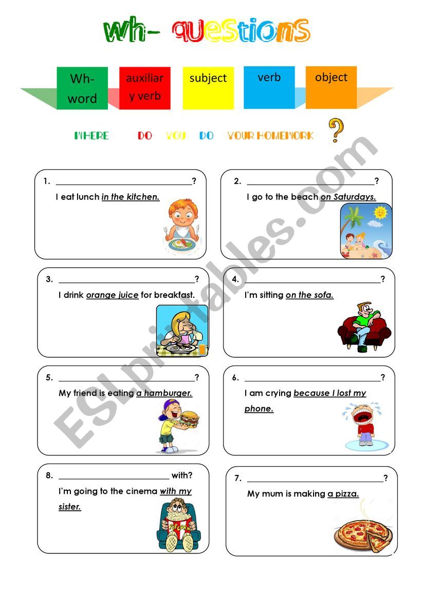 Wh- questions worksheet