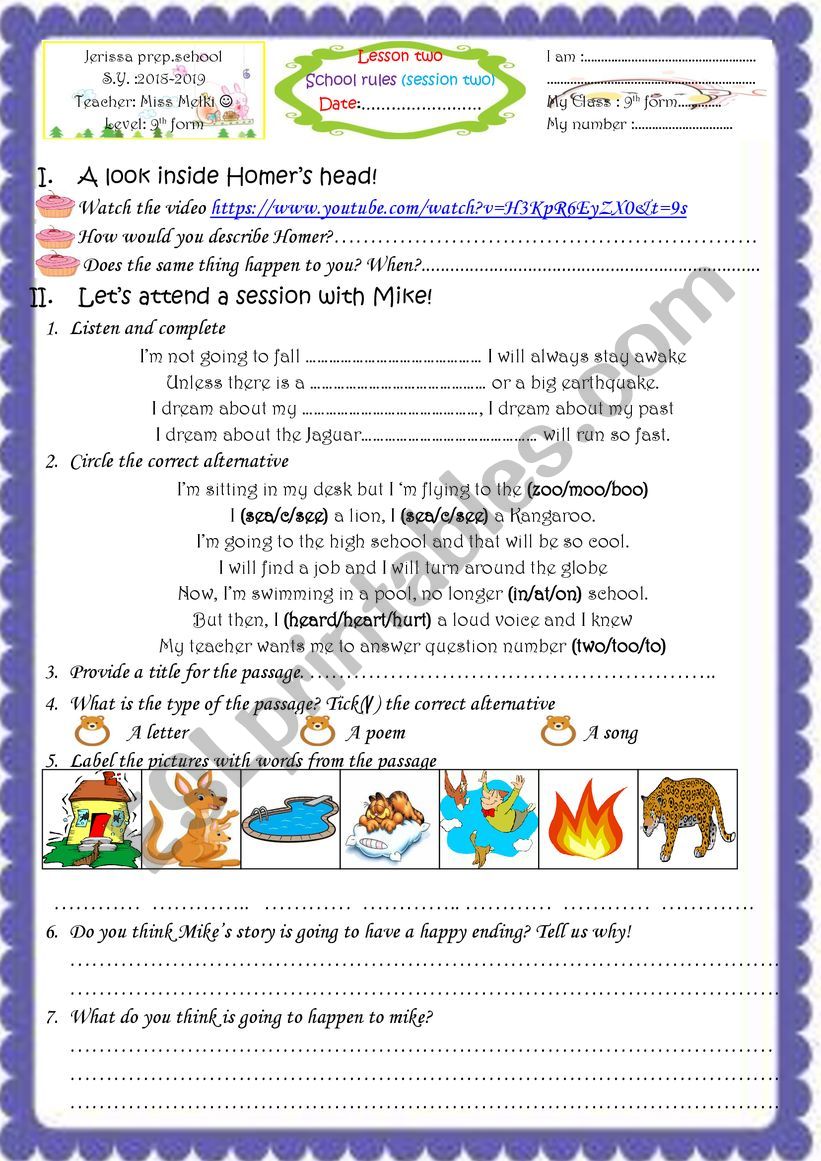 school rules ( module 2 lesson one)