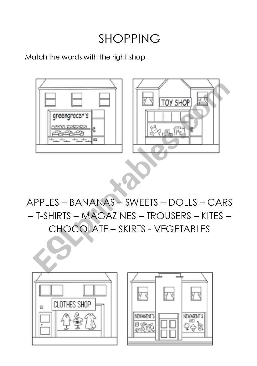 shopping worksheet