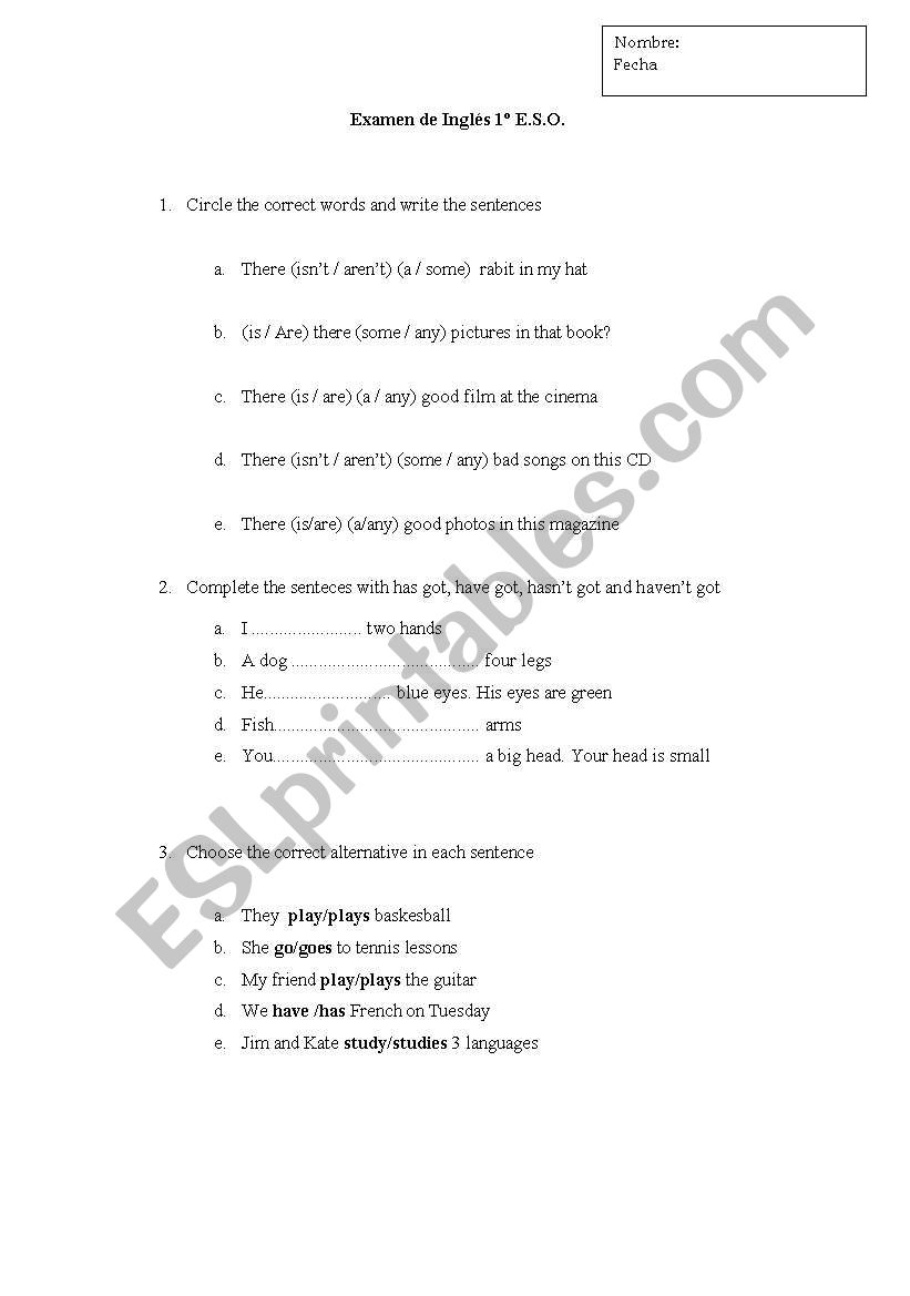 several exercices worksheet