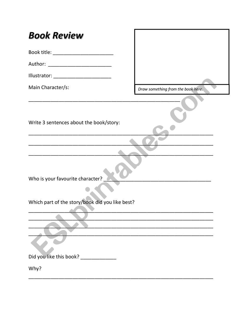 Book review worksheet