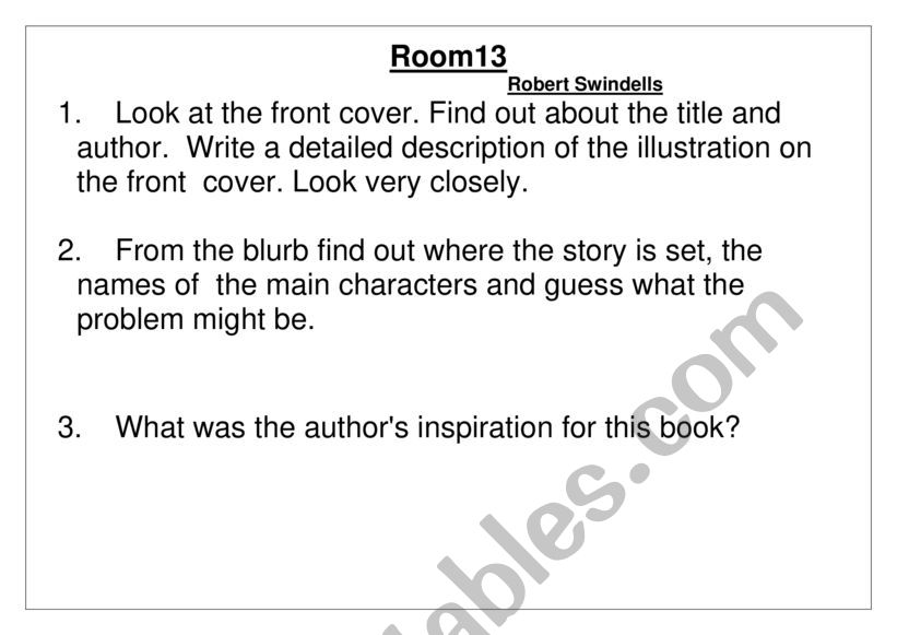 Room 13 worksheet