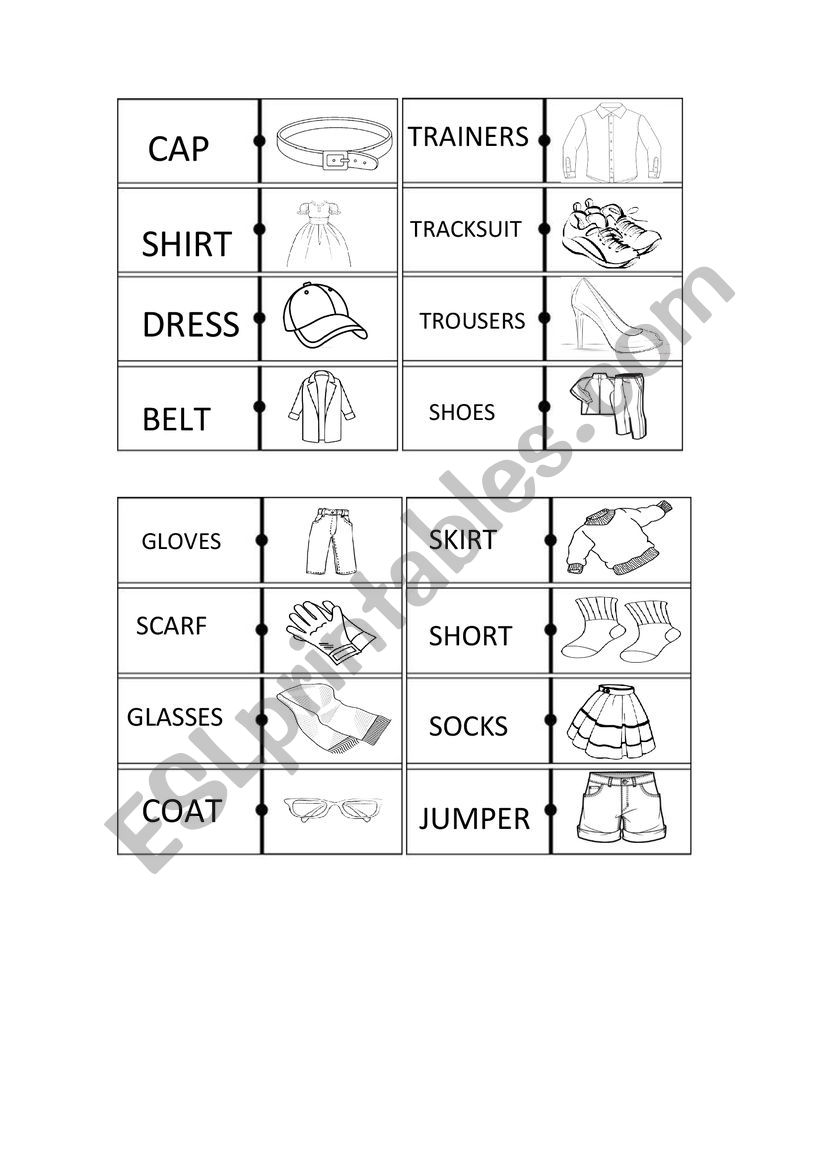 Domino clothes worksheet