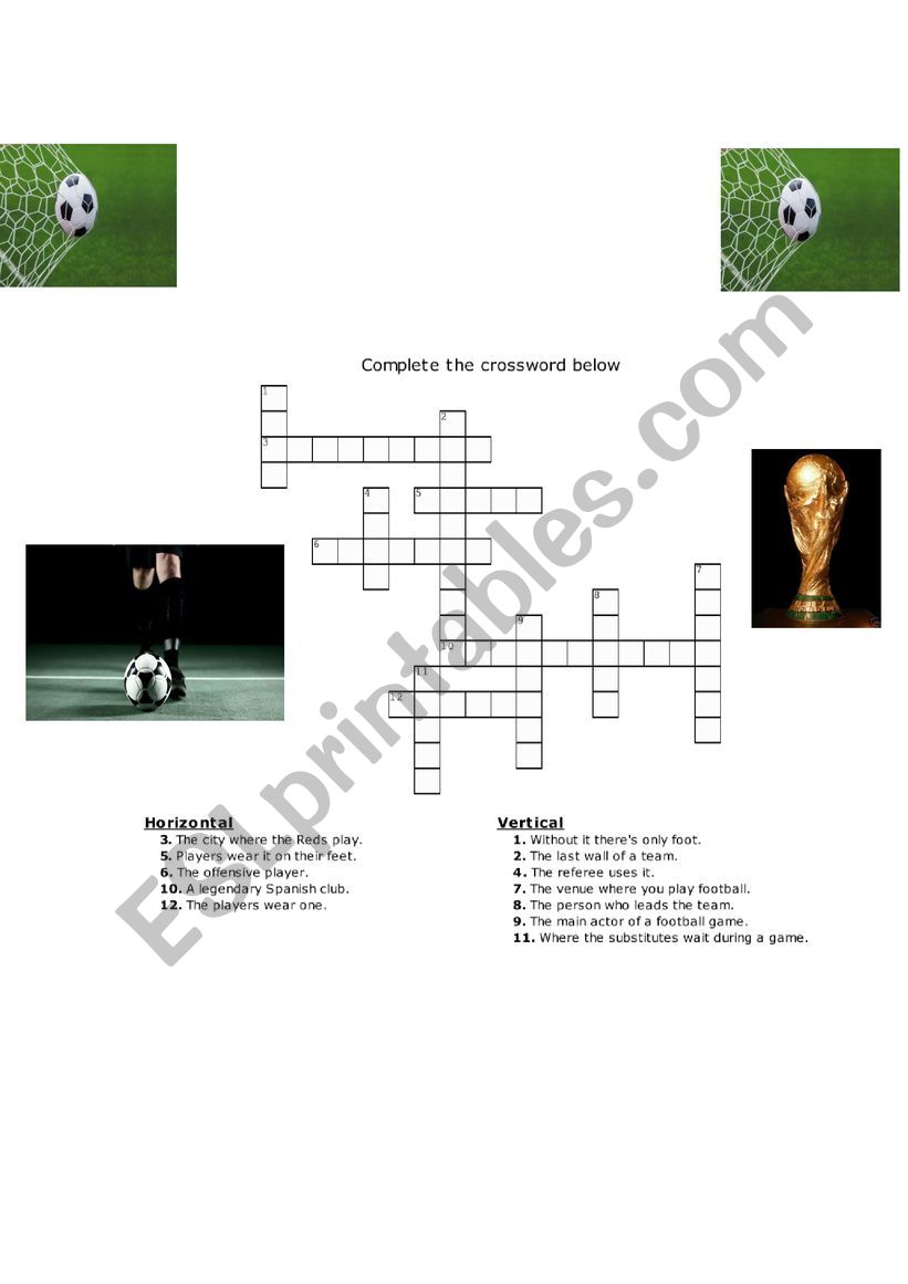 Football crossword worksheet