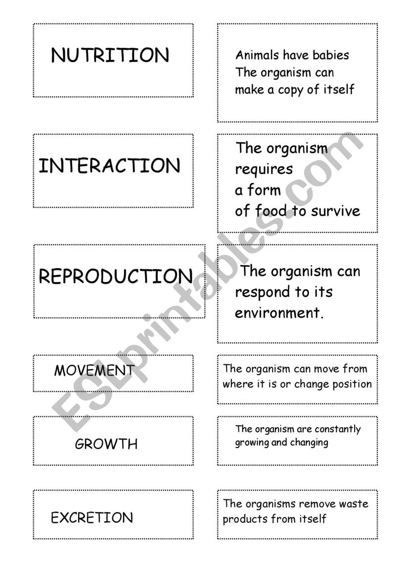 LIFE PROCESSES: nutrition, reproduction and interaction.