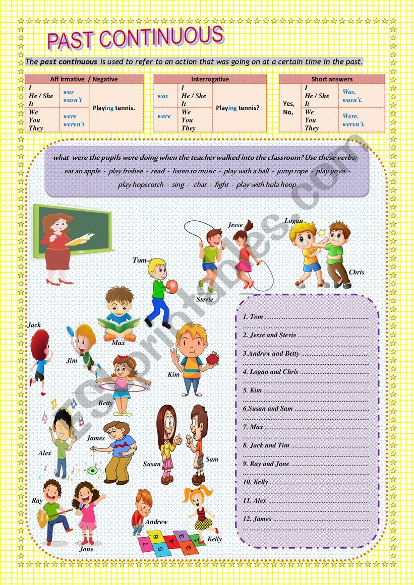 PAST CONTINUOUS worksheet