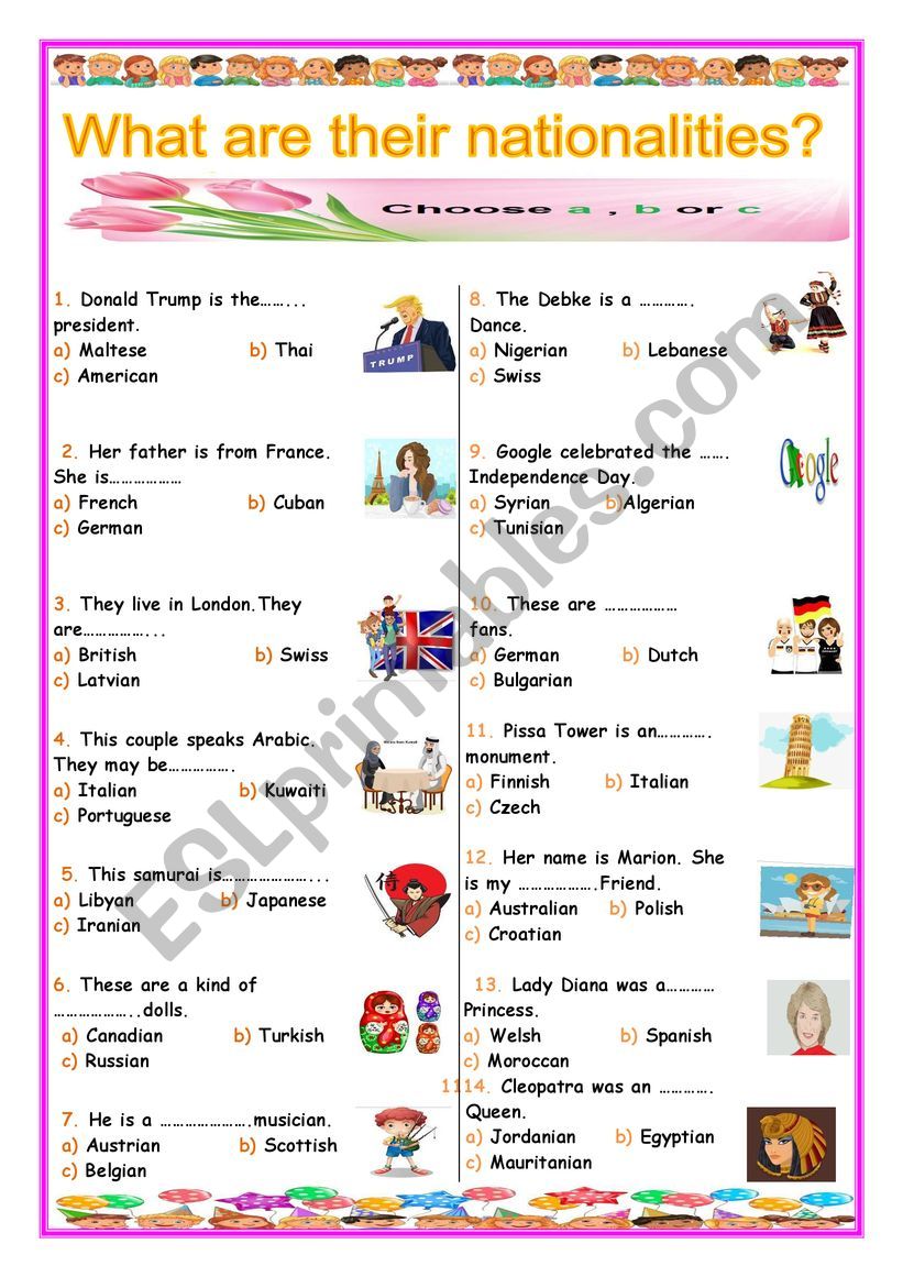 What are their nationalities (mcq task)