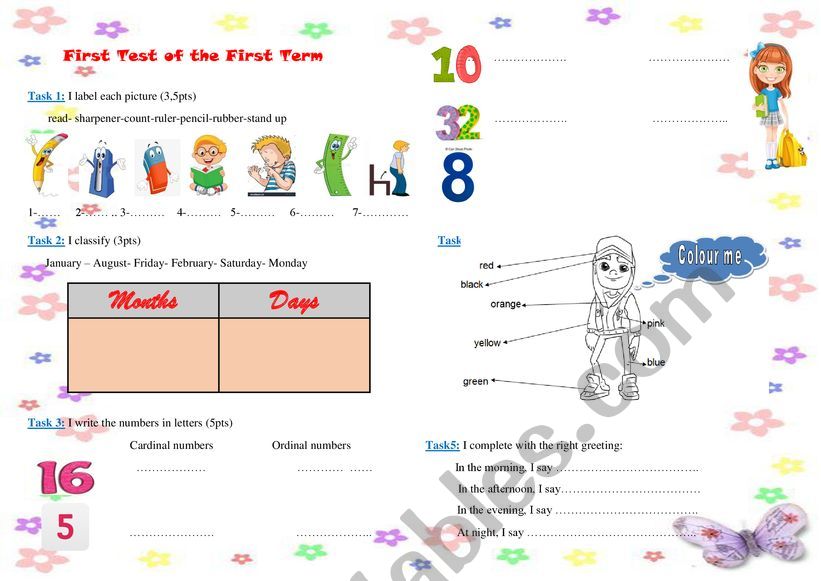 test worksheet