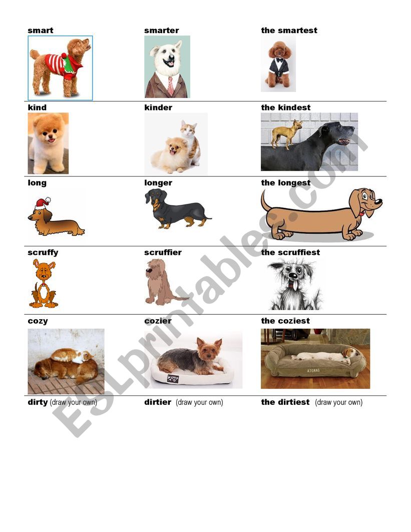 Comparison of adjectives worksheet