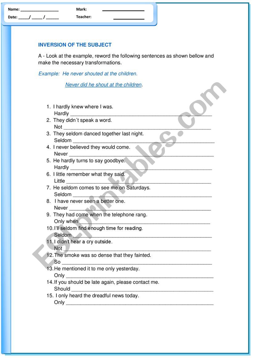 Inversion worksheet