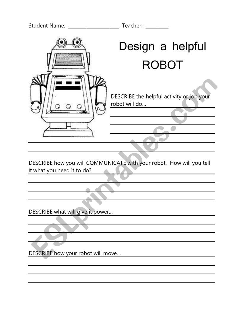 robot worksheet