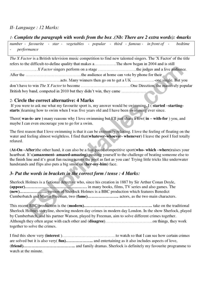 1st form mid term test  worksheet