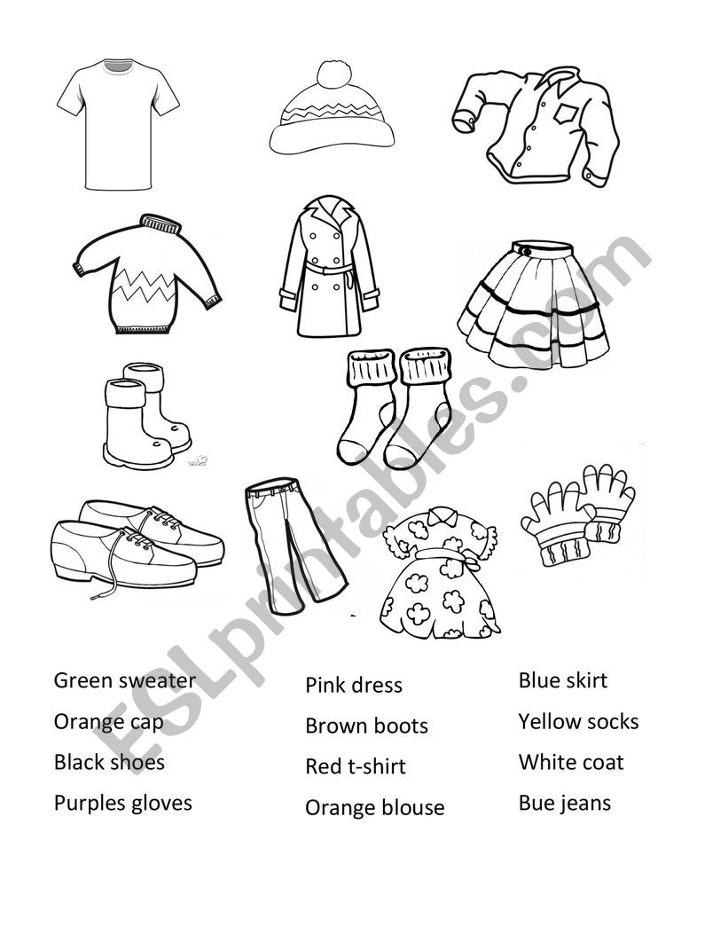 clothes and colors worksheet