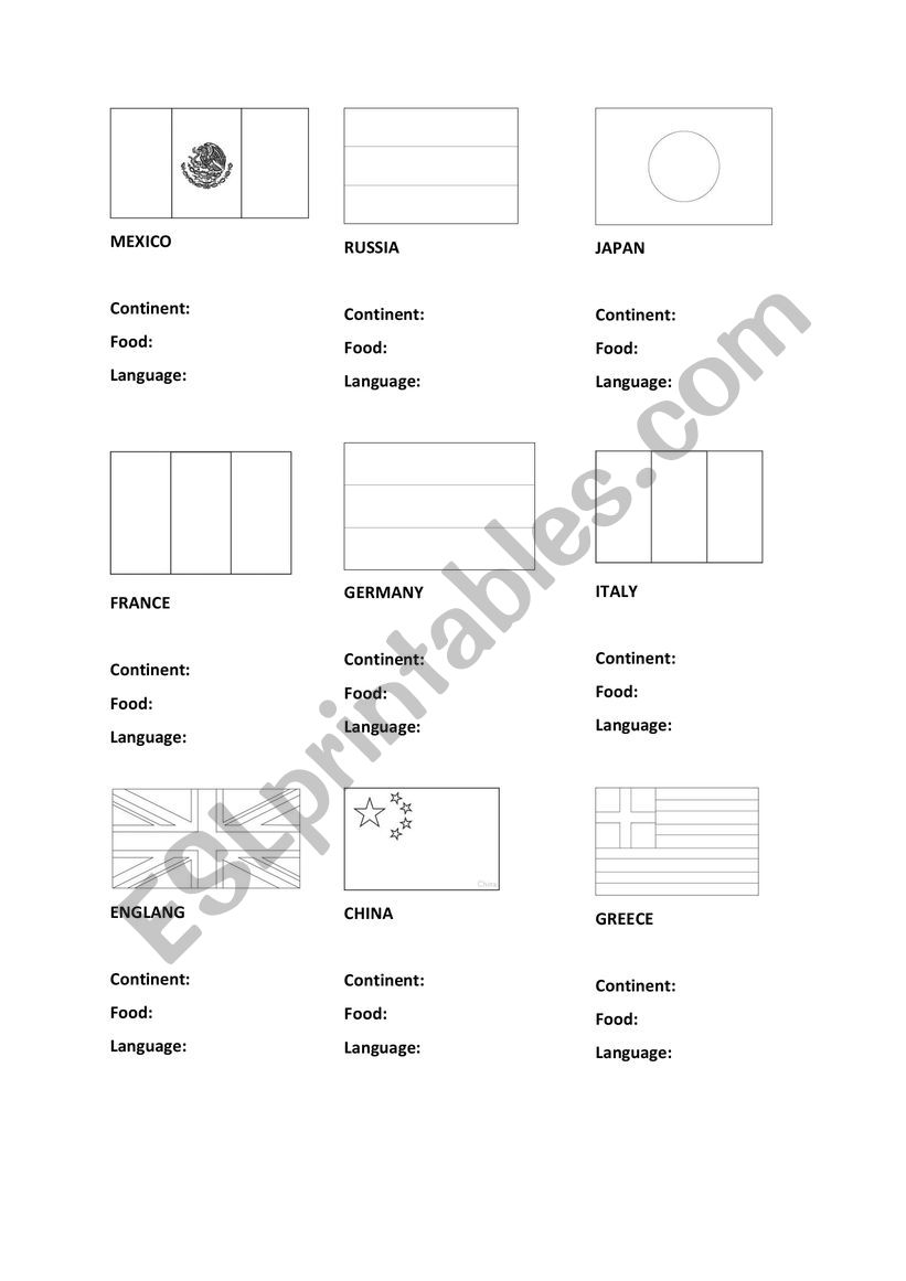 Nationalities worksheet