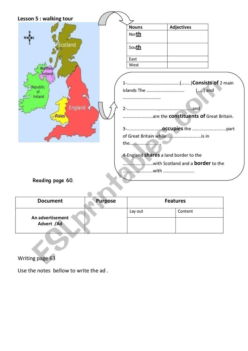 walking tour worksheet