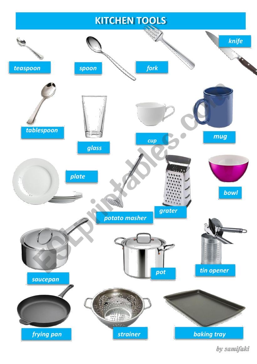 kitchen tools worksheet