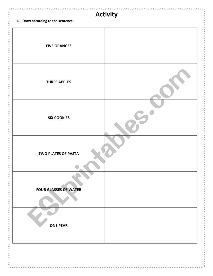 Drawing Food worksheet