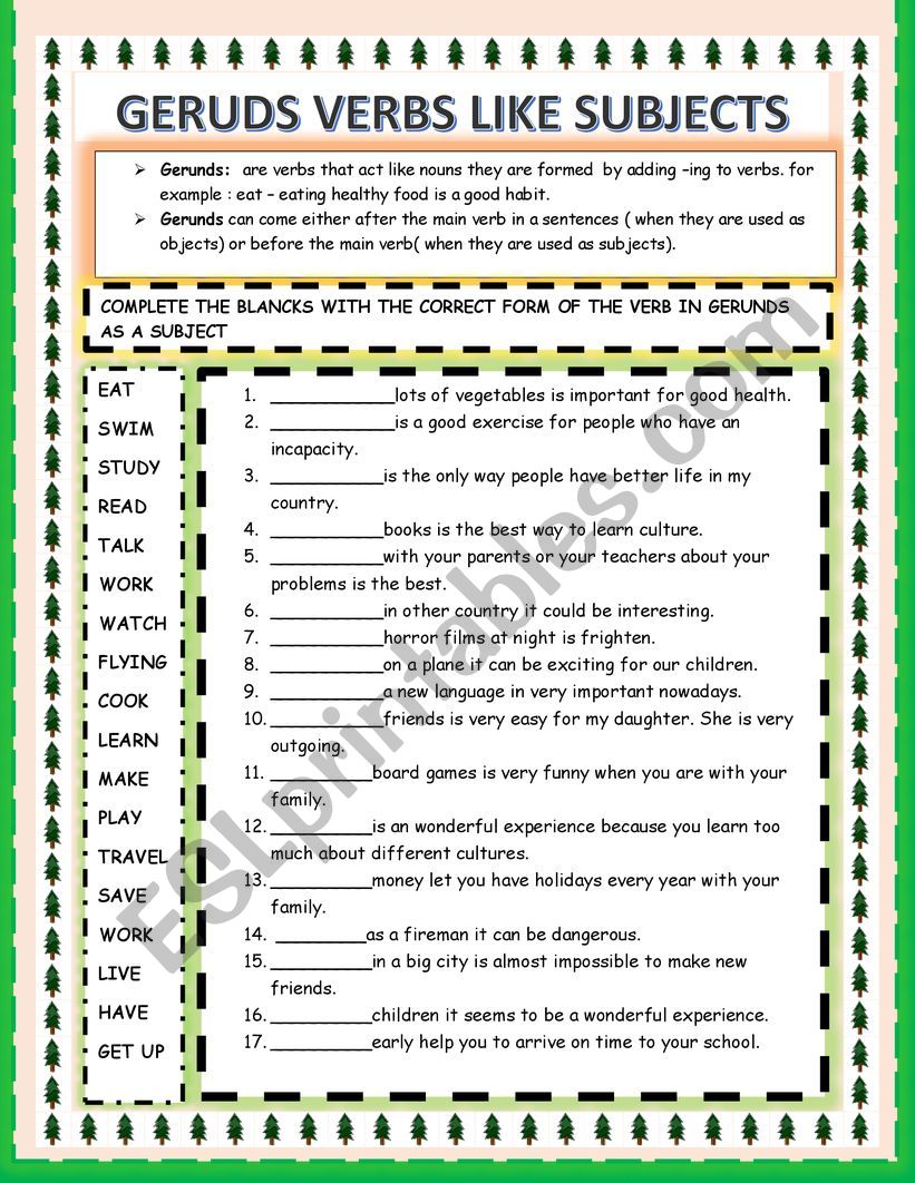 gerunds-as-a-subject-esl-worksheet-by-lelany
