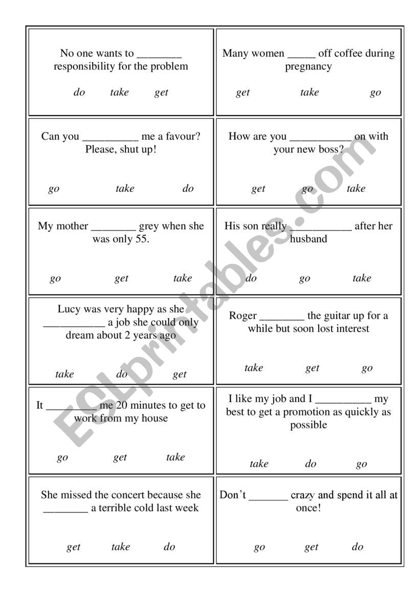 Warm-up activity (collocations)