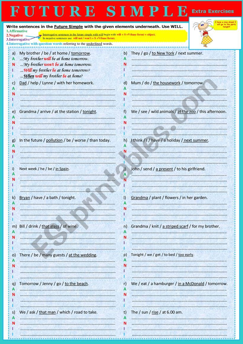 FUTURE SIMPLE with WILL  -  Extra exercises