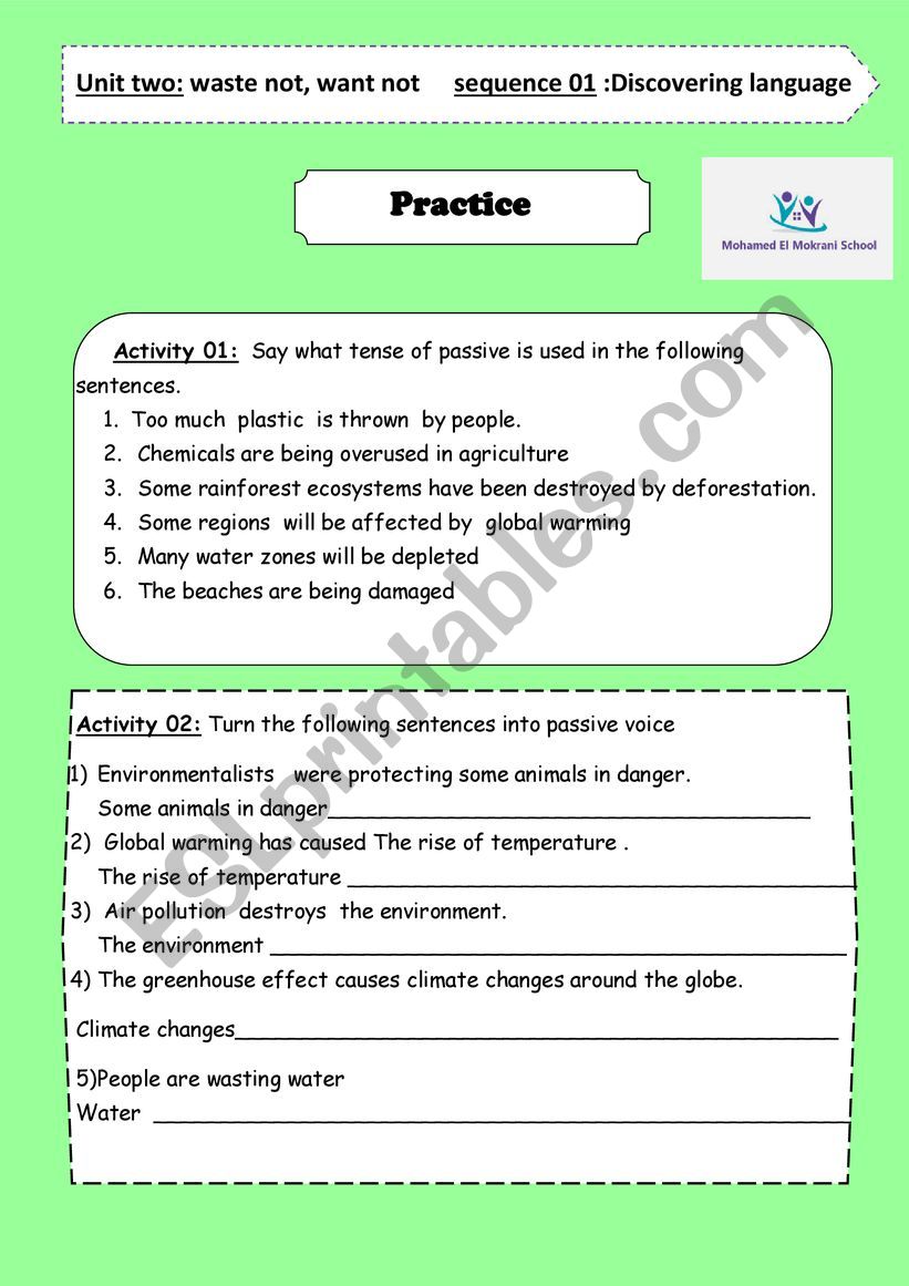 passive voice worksheet