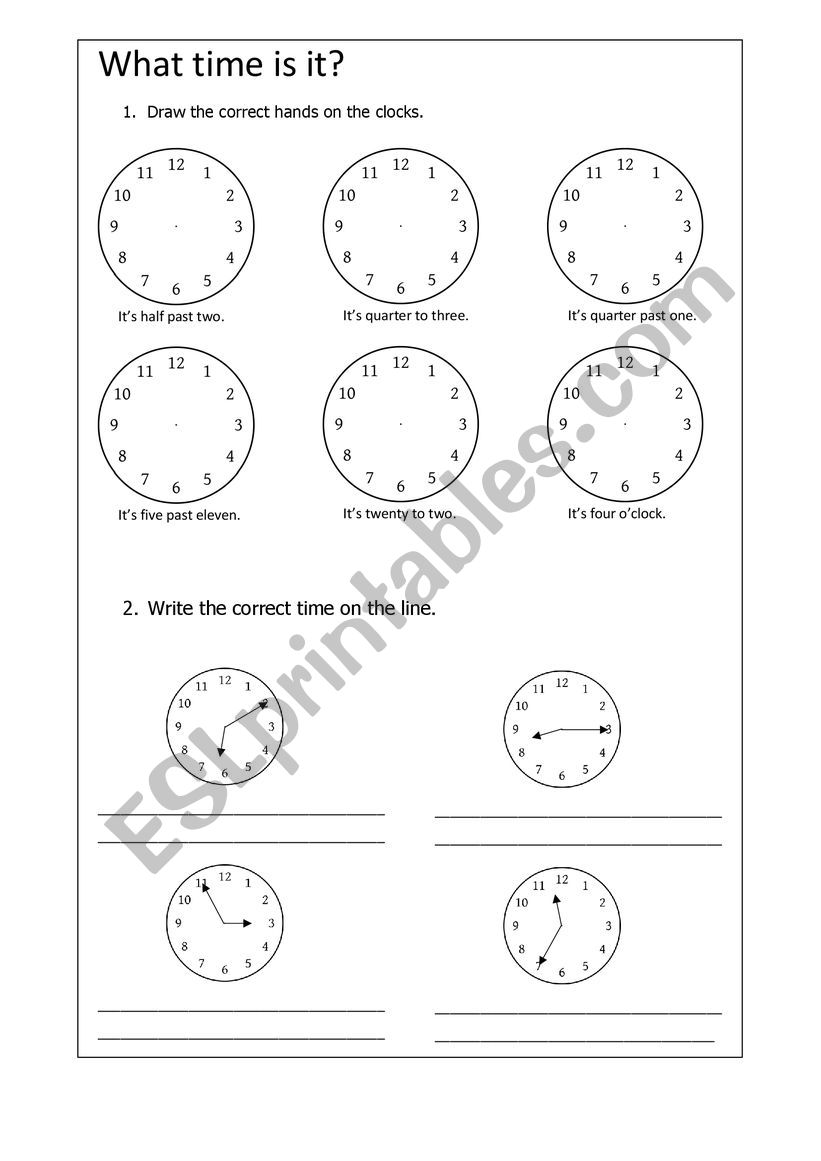 What time is it? worksheet