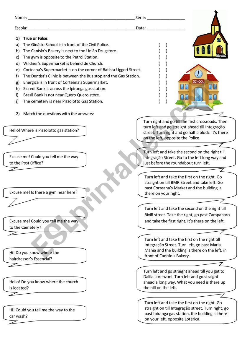 Directions worksheet