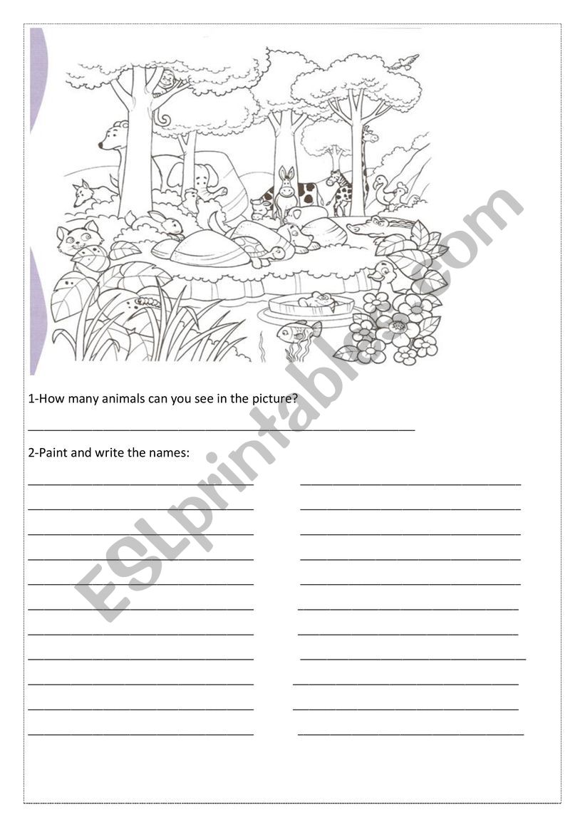 Animals worksheet