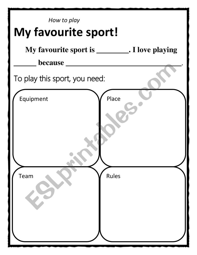 My favourite sport poster worksheet