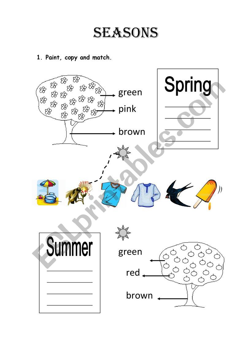 Seasons and colours worksheet