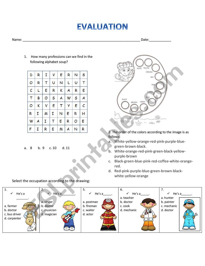 EVALUATION worksheet