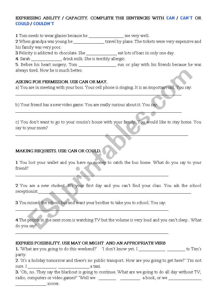 Practicing modal verbs (can, could, may, might)