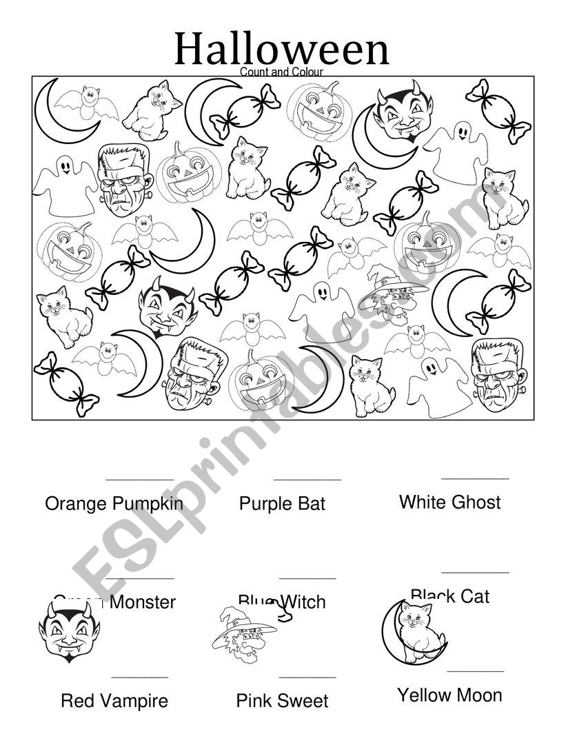 Halloween: Count & Colour worksheet