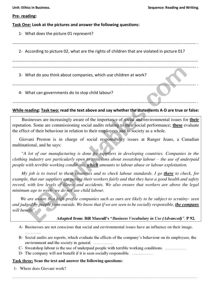 Social audit worksheet