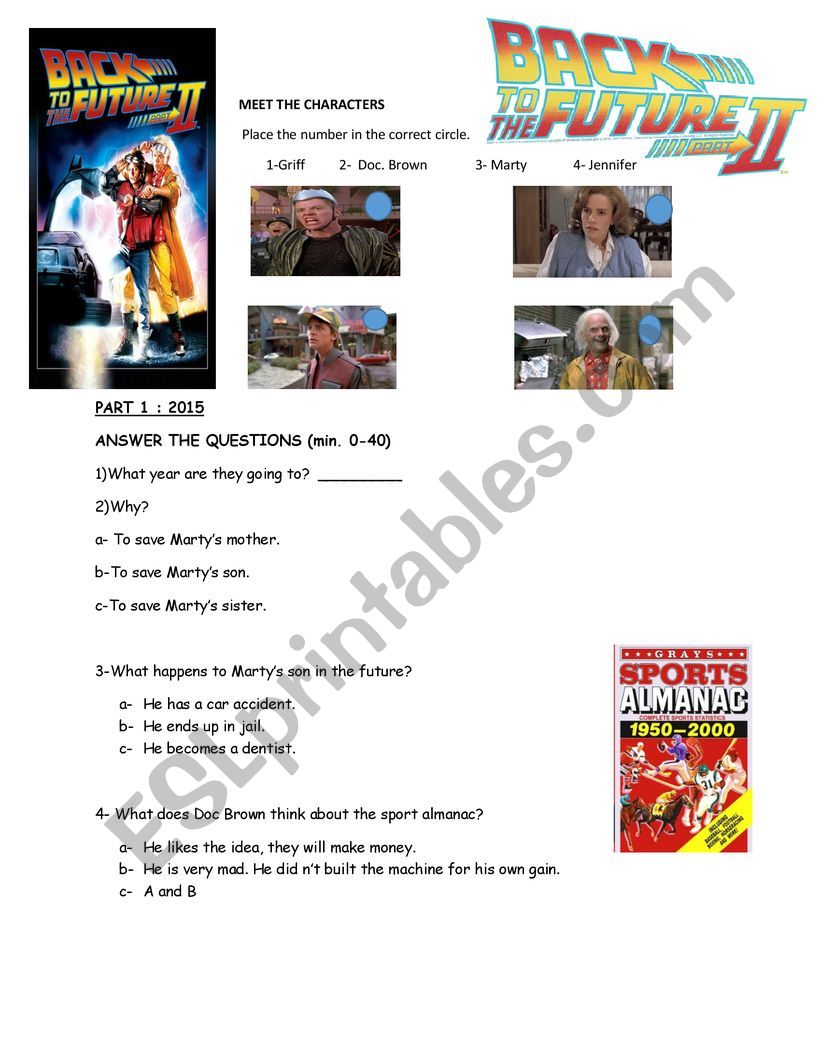 Back to the future 2, while watching 3 page worksheet