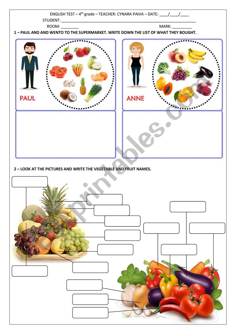 Fruit and Vegetables worksheet