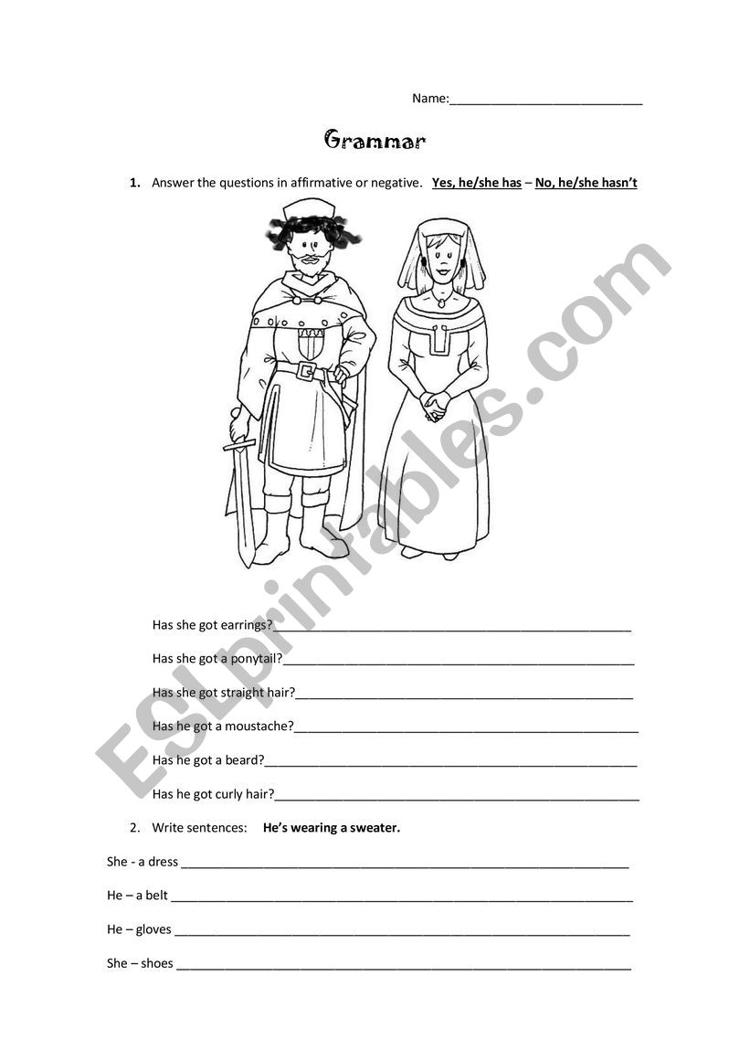 Clothes and grammar worksheet