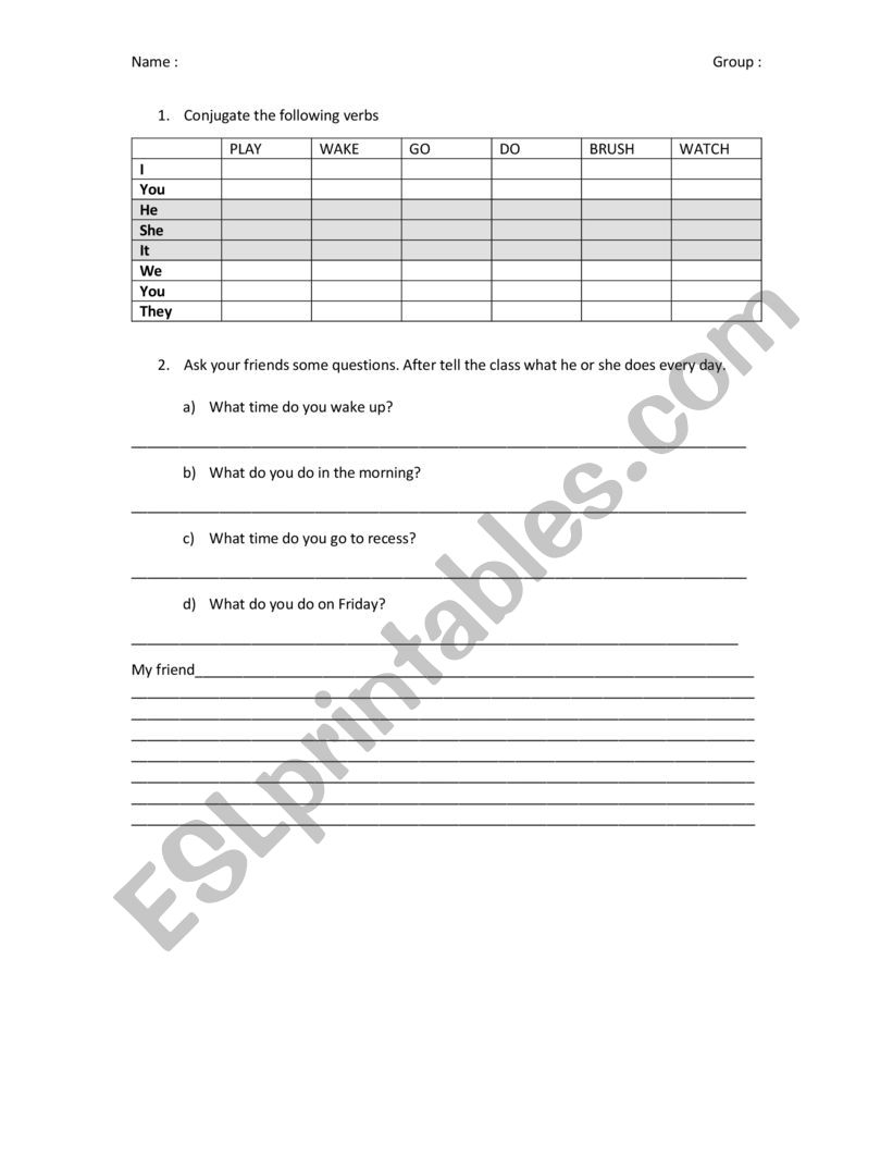 Simple present worksheet