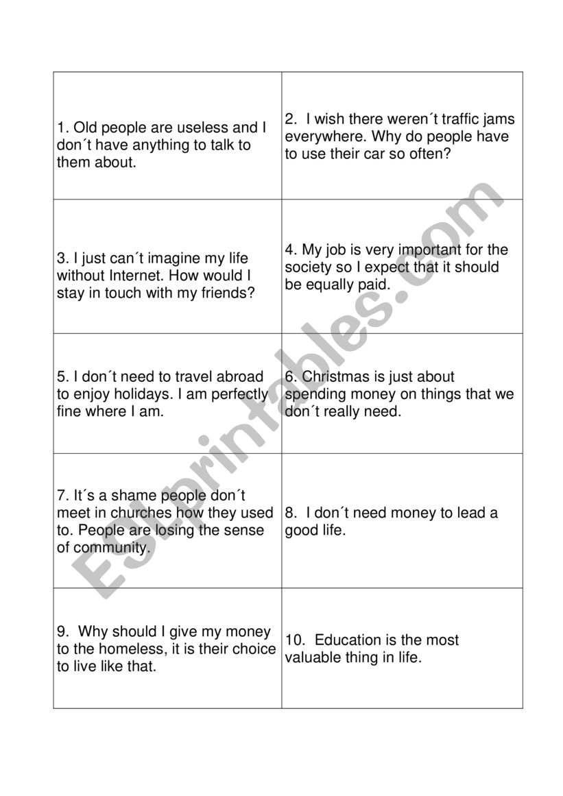 Statements  Discussion worksheet