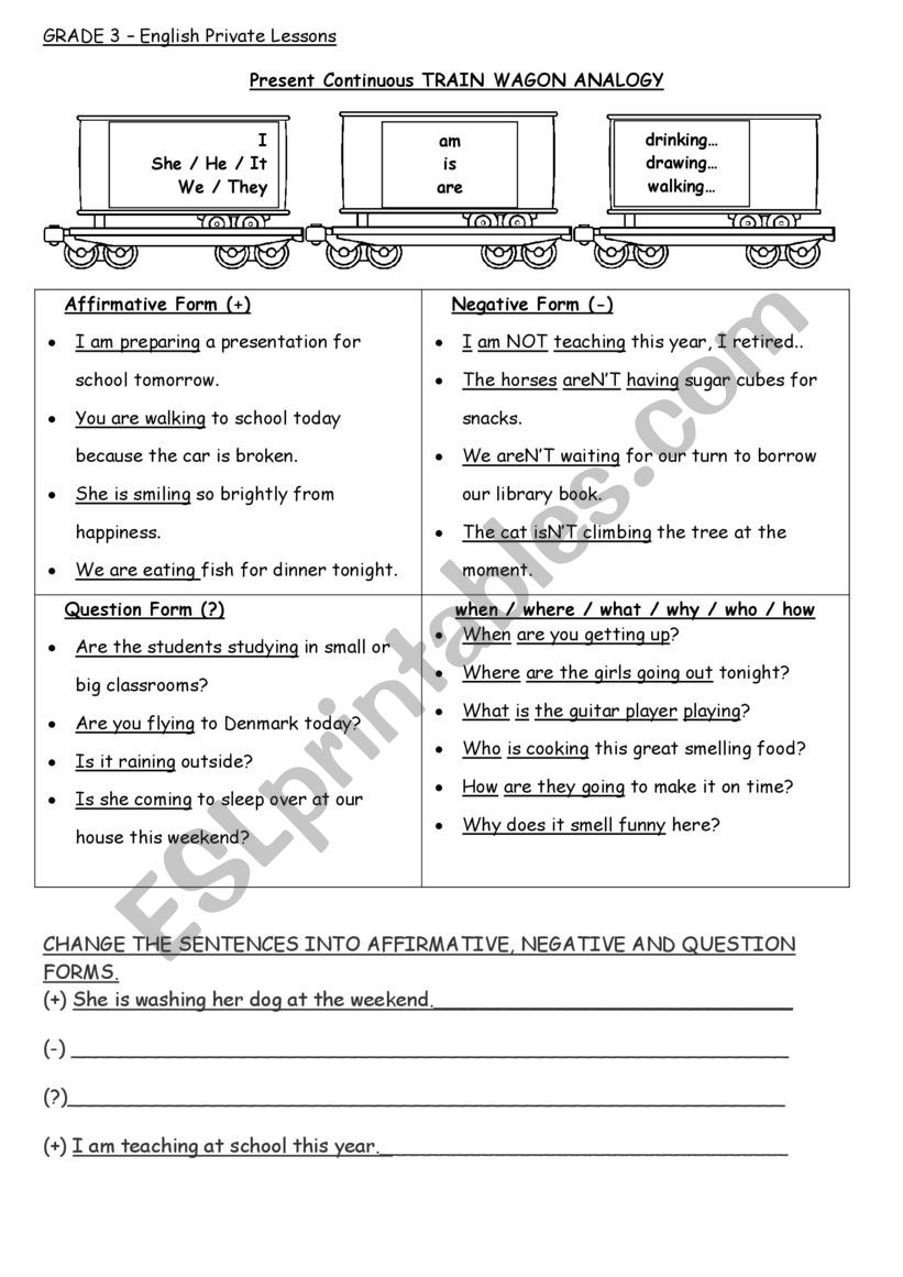 present continuous study and forms