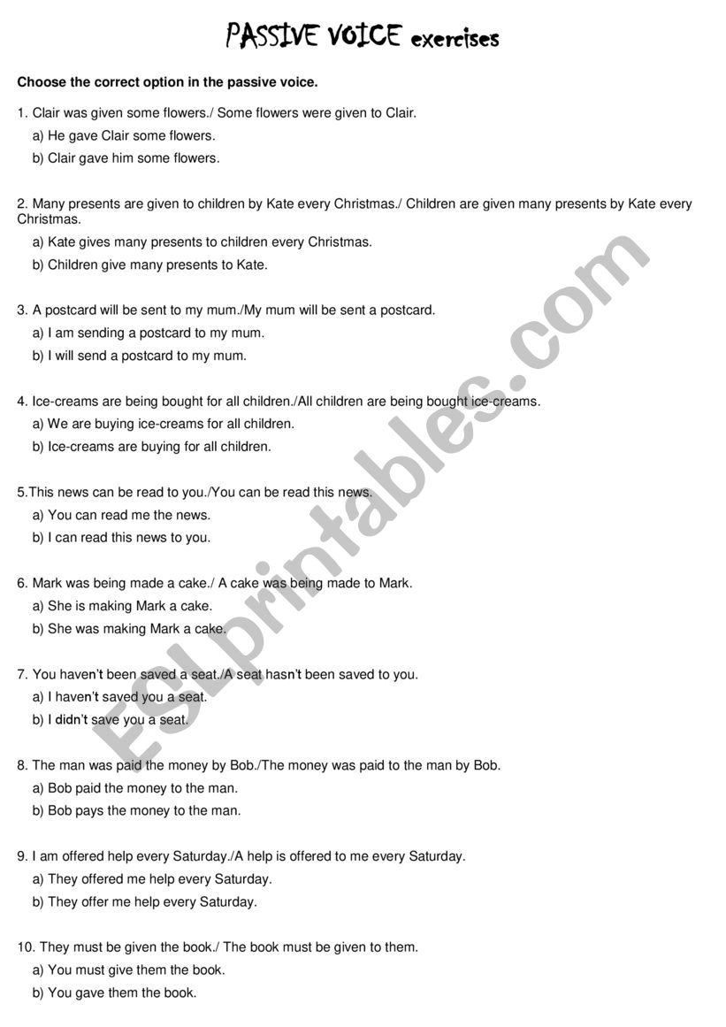 Passive voice worksheet