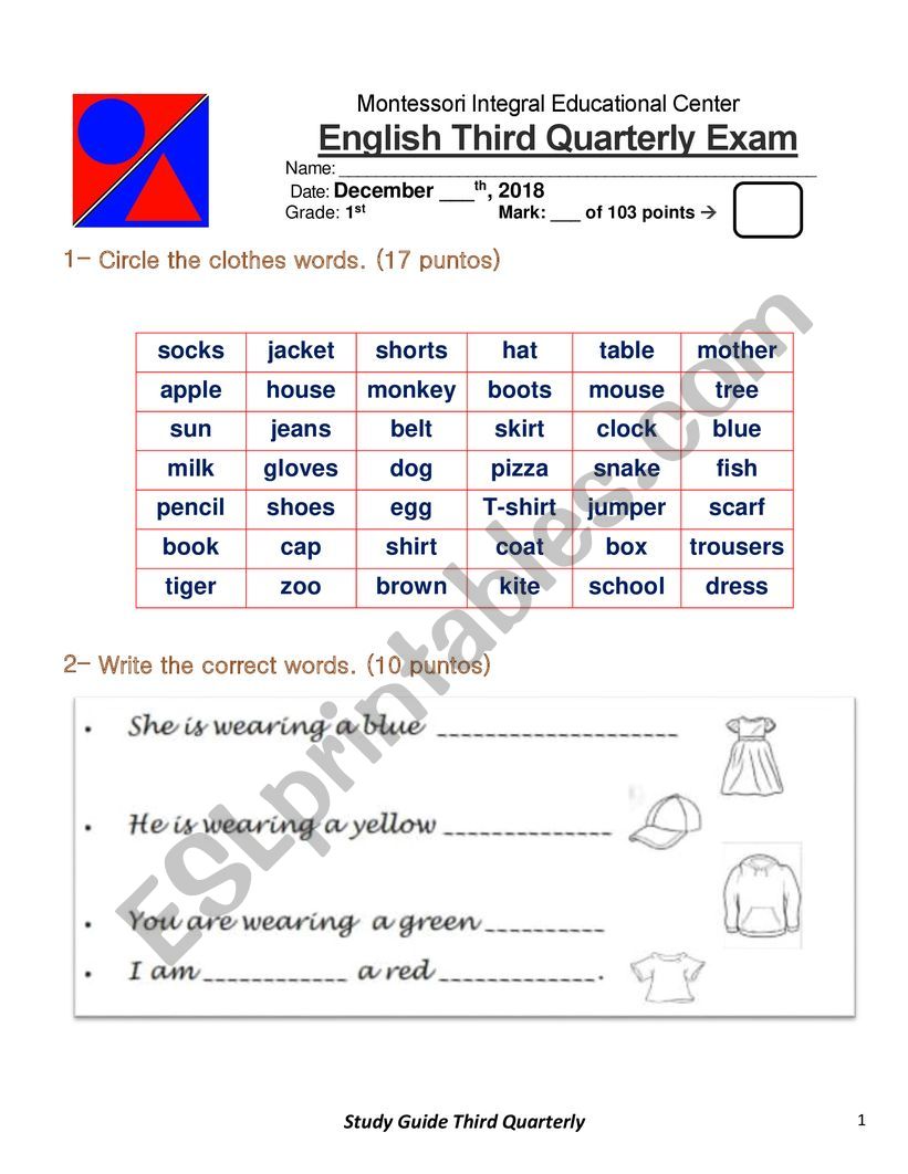 Guia trimestral Primer Grado worksheet