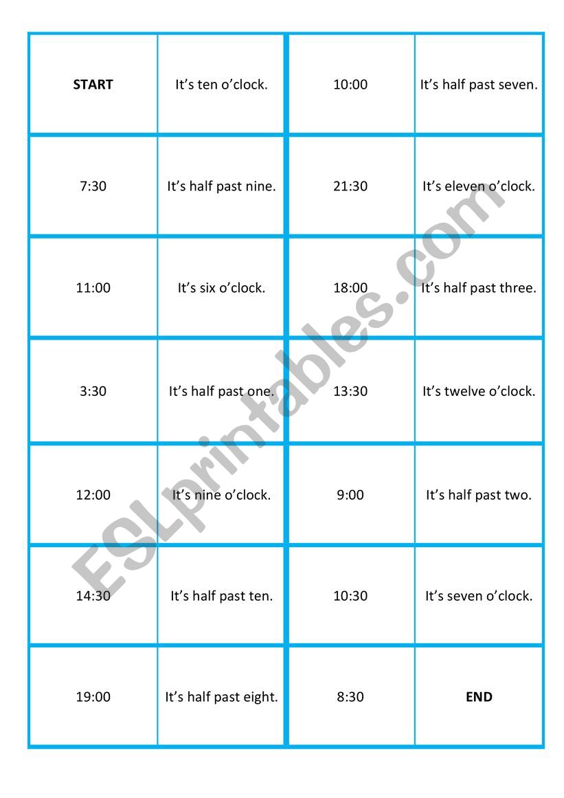 Domino - time worksheet