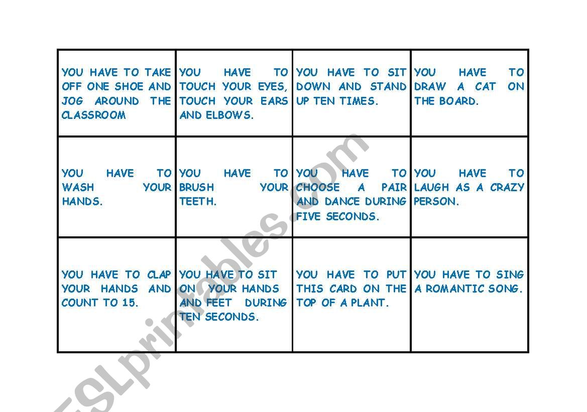 ACTION GAME: YOU HAVE TO... worksheet